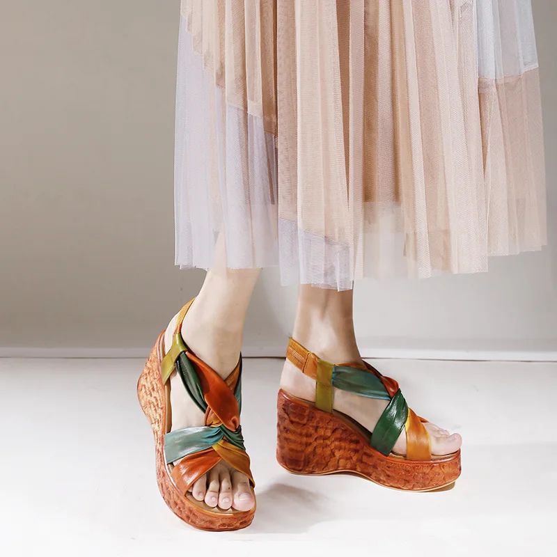 Lorena Dames Zomer Wedges Sandalen - Koffie