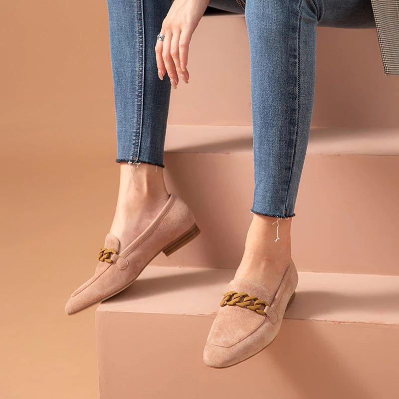 Lorenza Dames Elegante Suède Loafer Schoenen - Roze