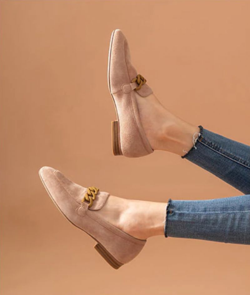 Lorenza Dames Elegante Suède Loafer Schoenen - Roze