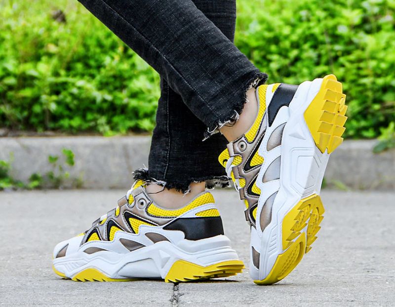Loreto Dames Platform Wandelmode Sneaker - Geel