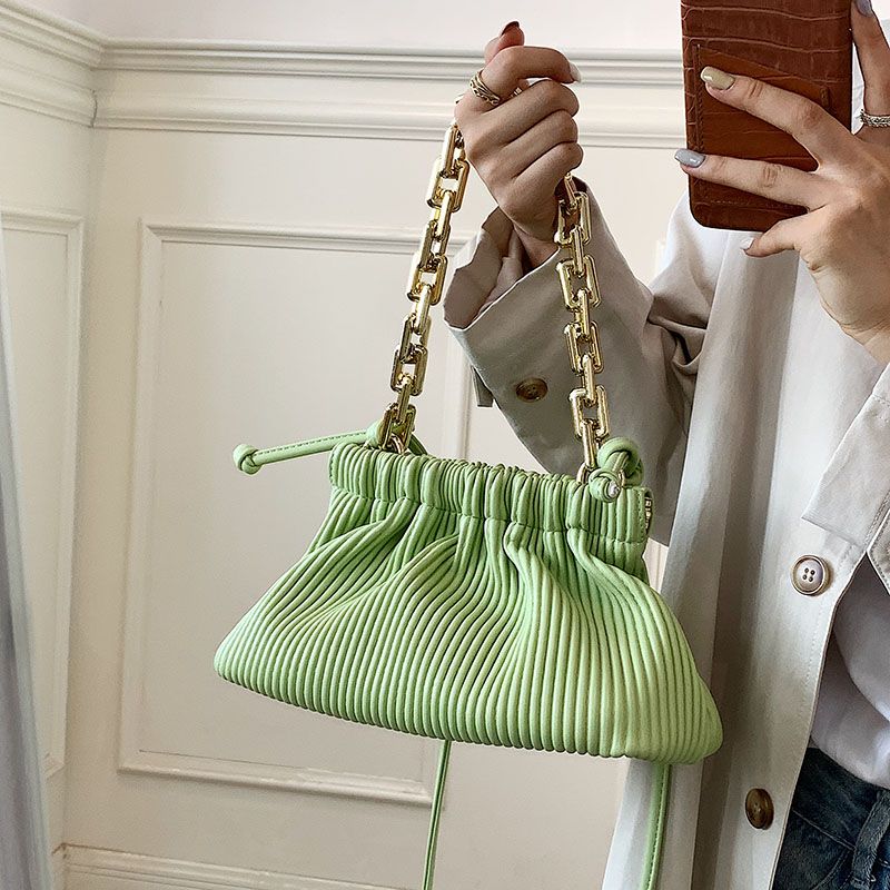 Lotus Vrouwen Kleine Dikke Ketting Leren Handtas - Groen