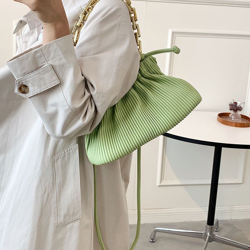 Lotus Vrouwen Kleine Dikke Ketting Leren Handtas - Groen