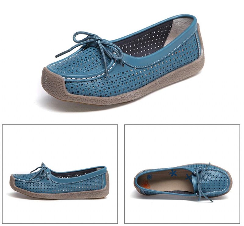 Loyola Dames Zomer Leren Platte Loafers Schoenen - Geel