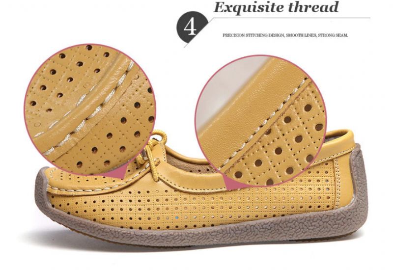 Loyola Dames Zomer Leren Platte Loafers Schoenen - Geel