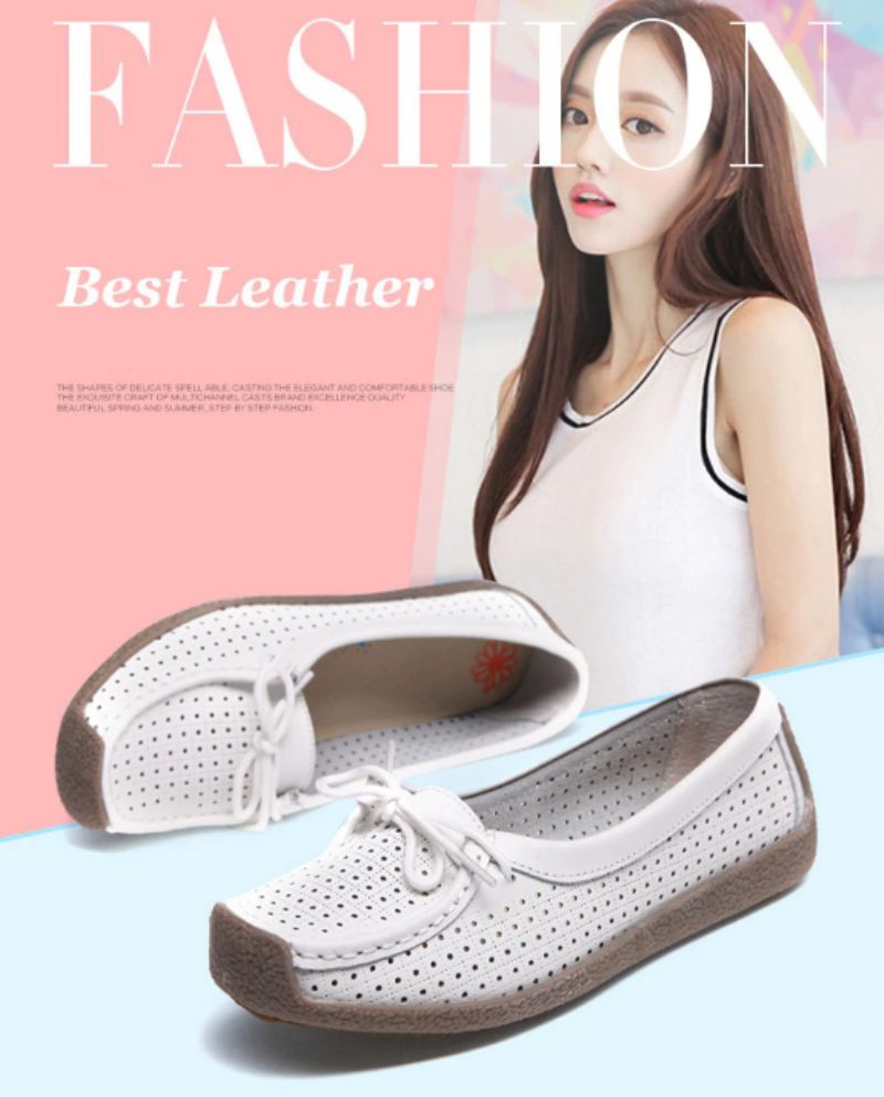 Loyola Dames Zomer Leren Platte Loafers Schoenen - Geel