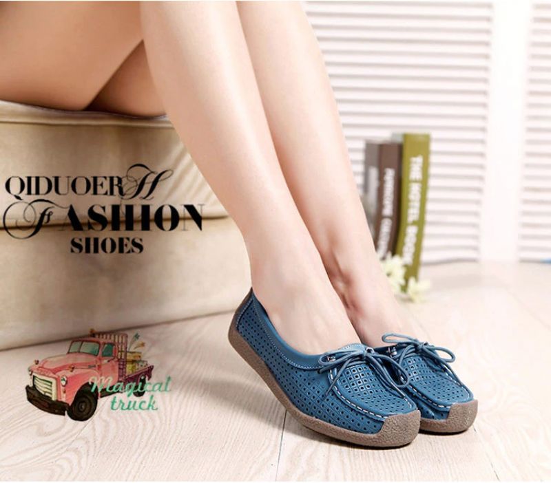 Loyola Dames Zomer Leren Platte Loafers Schoenen - Geel