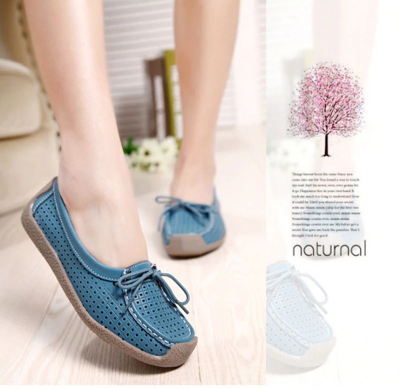 Loyola Dames Zomer Leren Platte Loafers Schoenen - Geel