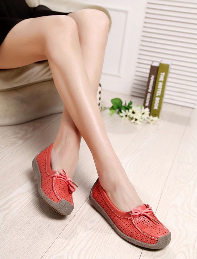 Loyola Dames Zomer Leren Platte Loafers Schoenen - Geel
