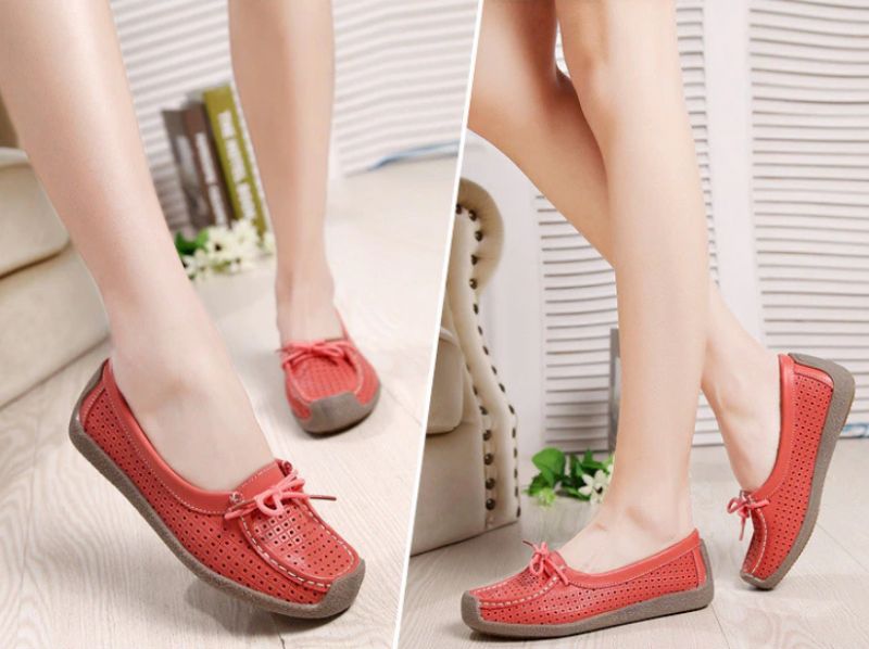 Loyola Dames Zomer Leren Platte Loafers Schoenen - Geel
