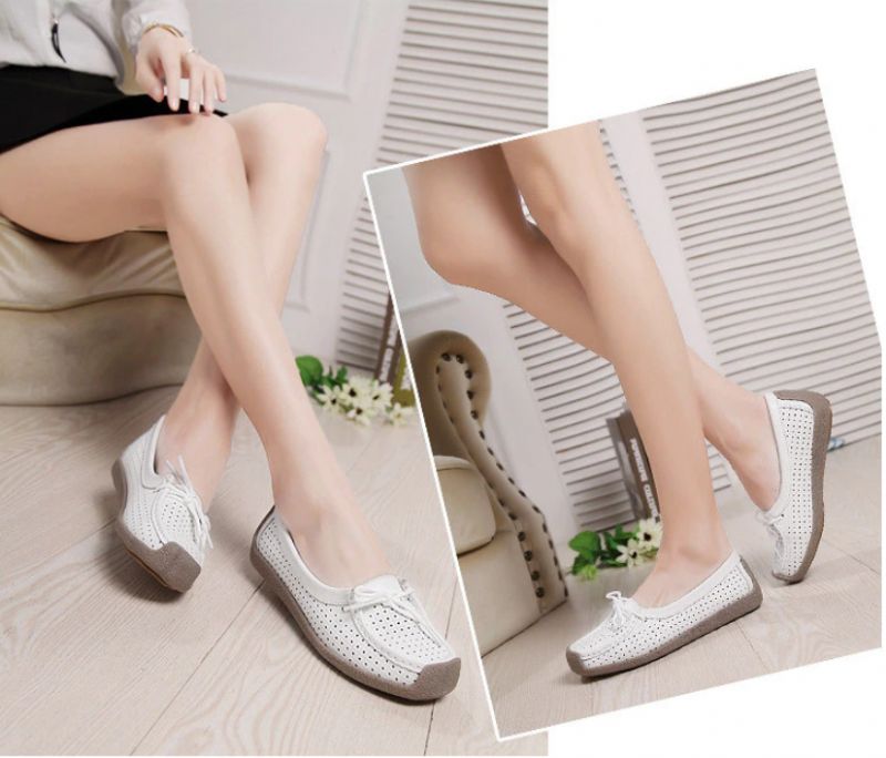 Loyola Dames Zomer Leren Platte Loafers Schoenen - Geel