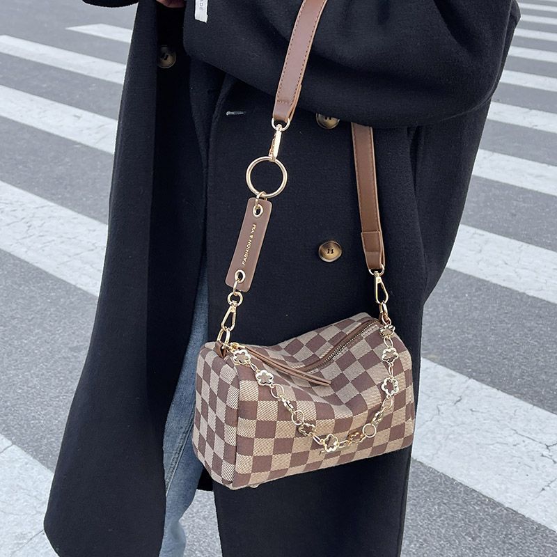 Lucero Dames Luxe Geruite Handtas - Zwart