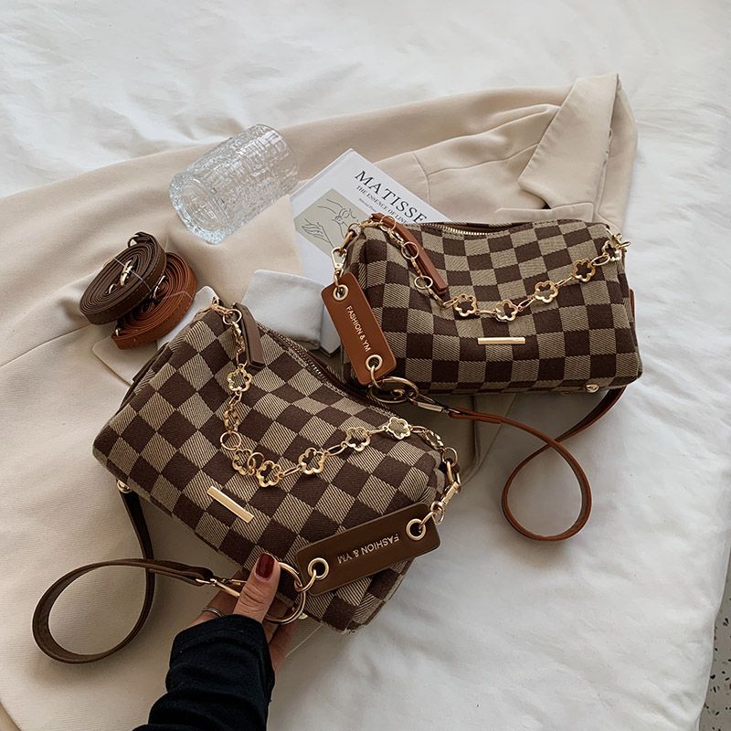 Lucero Dames Luxe Geruite Handtas - Zwart