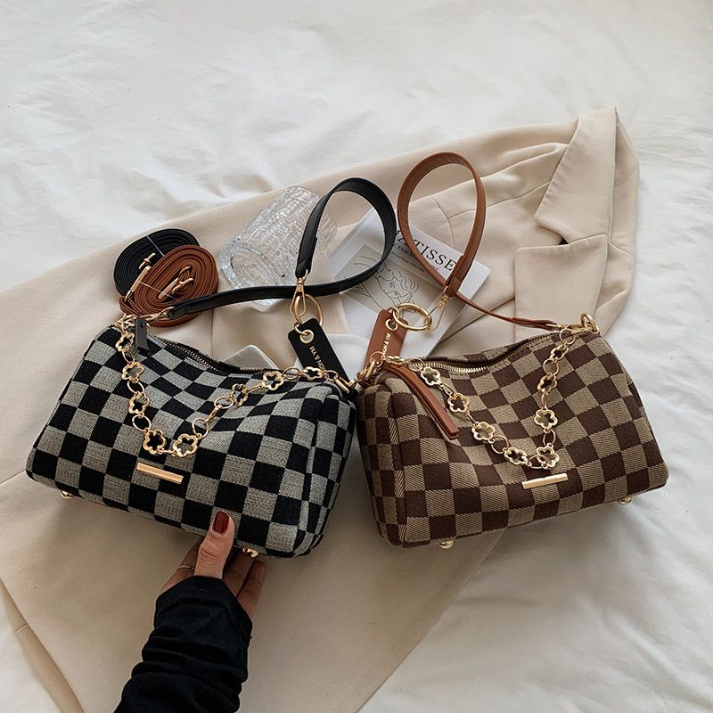 Lucero Dames Luxe Geruite Handtas - Zwart