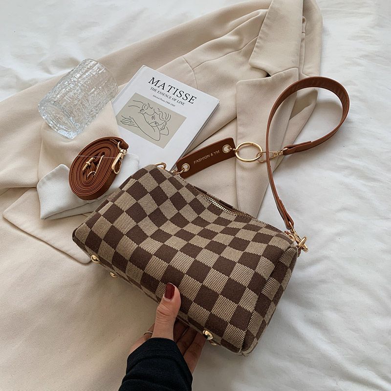 Lucero Dames Luxe Geruite Handtas - Zwart