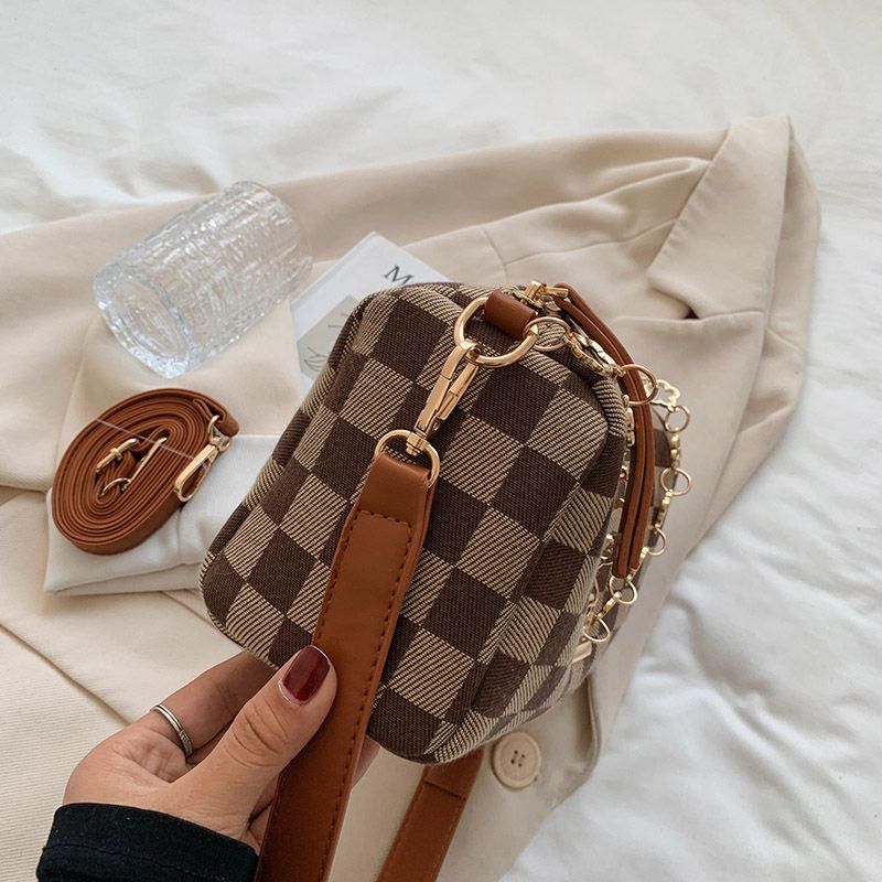 Lucero Dames Luxe Geruite Handtas - Zwart