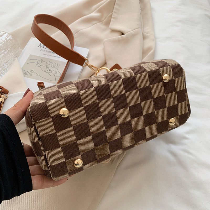 Lucero Dames Luxe Geruite Handtas - Zwart