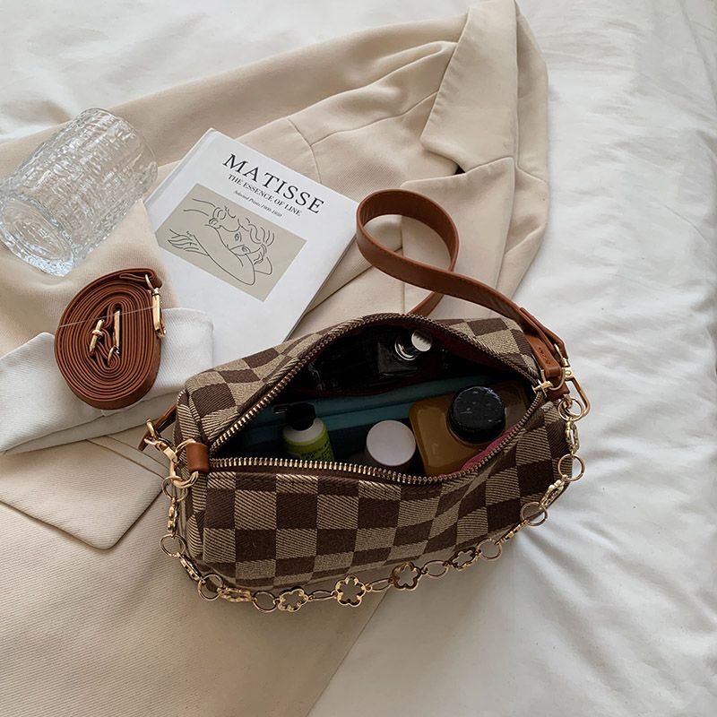 Lucero Dames Luxe Geruite Handtas - Zwart