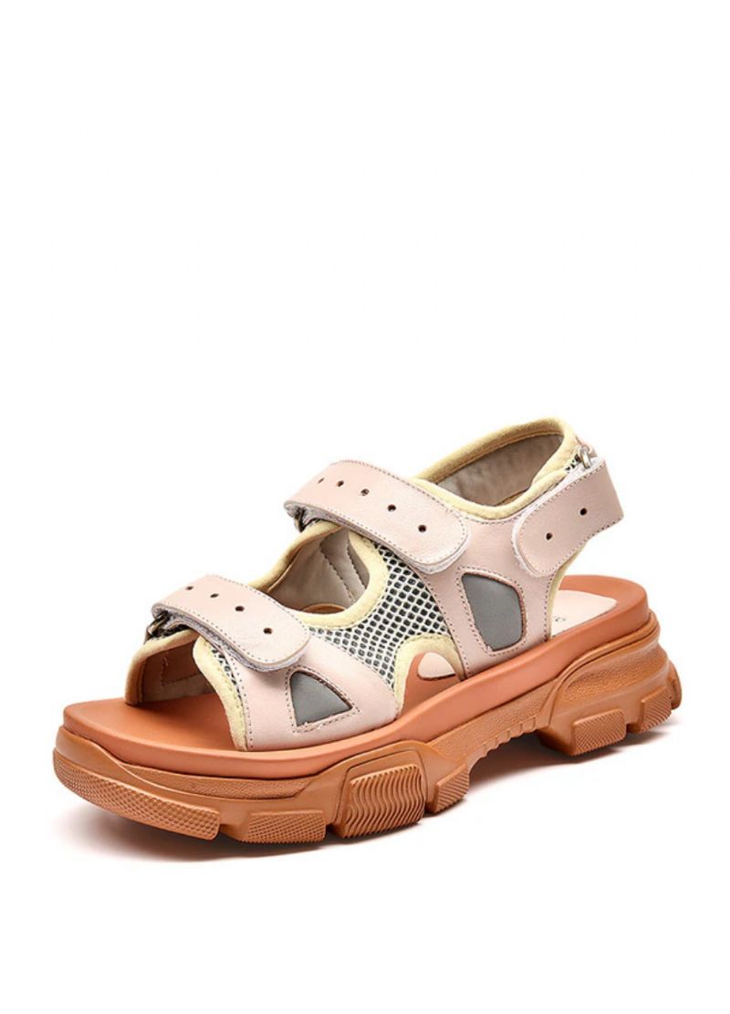 Luchi Dames Klittenband Leren Platform Sandaal