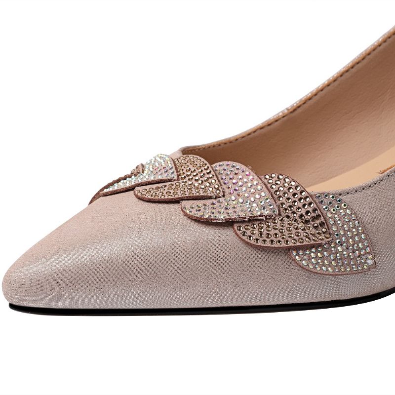 Luciana Dames Back Strap Pointed Toe Pumps - Champagne