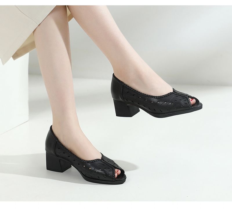 Lucrecia Dames Leren Holle Sandalen - Abrikoos