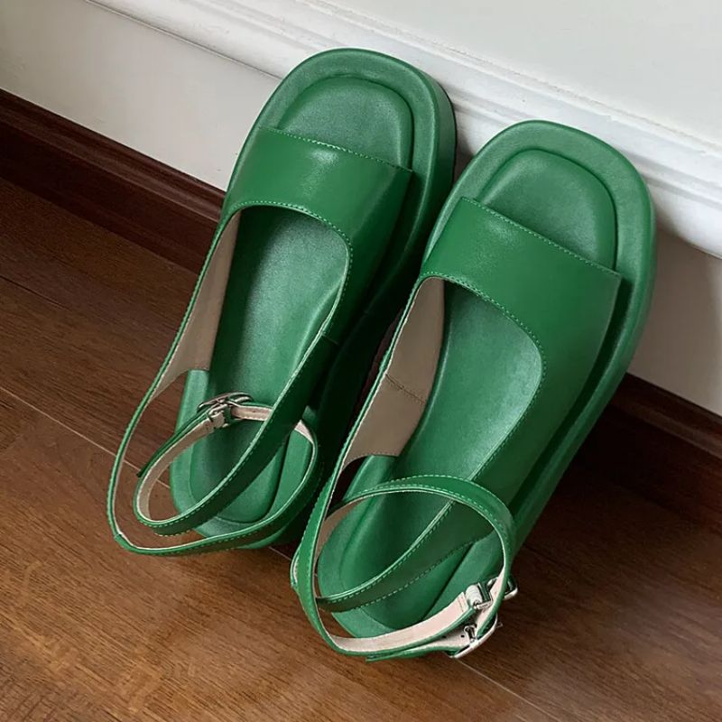 Lucy Dames Gesp Band Leren Sandalen - Groen