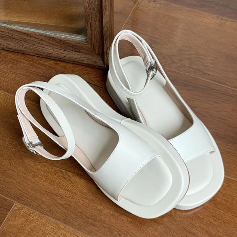 Lucy Dames Gesp Band Leren Sandalen - Groen