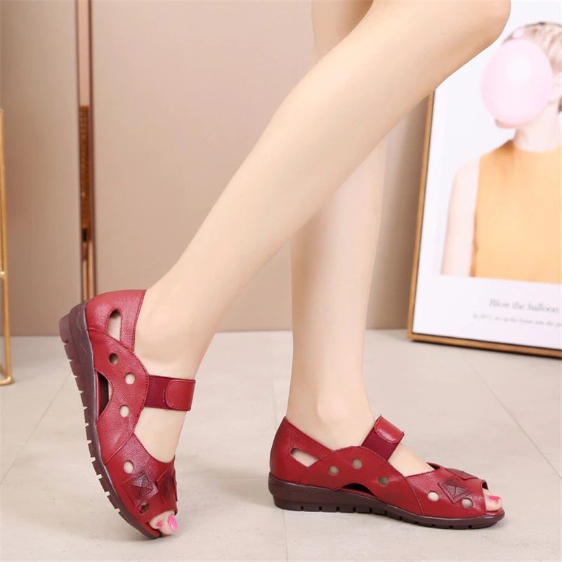 Lucy Dames Lente En Zomer Wedgesandaal - Rood