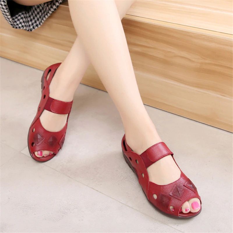 Lucy Dames Lente En Zomer Wedgesandaal - Rood
