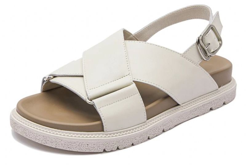 Lucy Dames Platform Gesp Platte Sandaal - Zwart