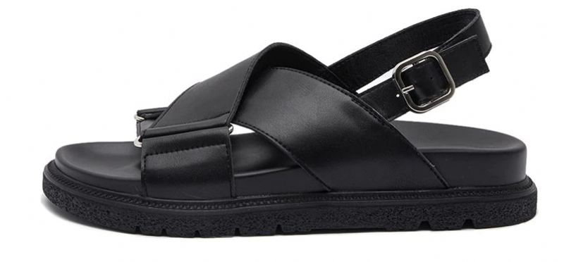 Lucy Dames Platform Gesp Platte Sandaal - Zwart