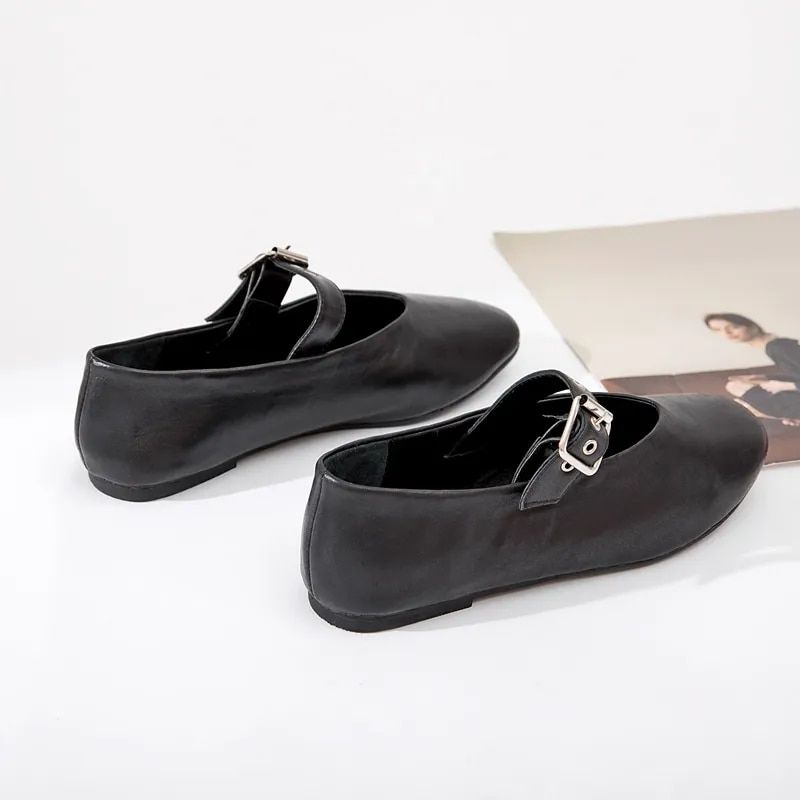 Lucy Dames Puntige Teen Ballet Platte Schoenen - Zwart