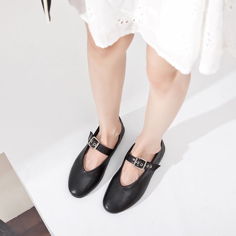 Lucy Dames Puntige Teen Ballet Platte Schoenen - Zwart