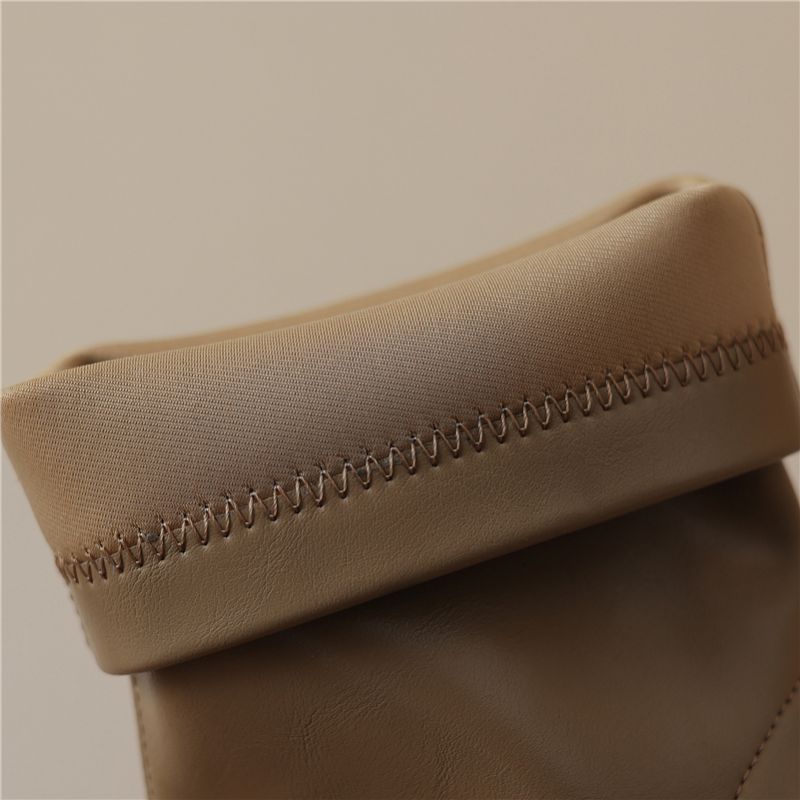Ludy Dames Enkel Puntige Neus Laarzen - Khaki Kort Pluche