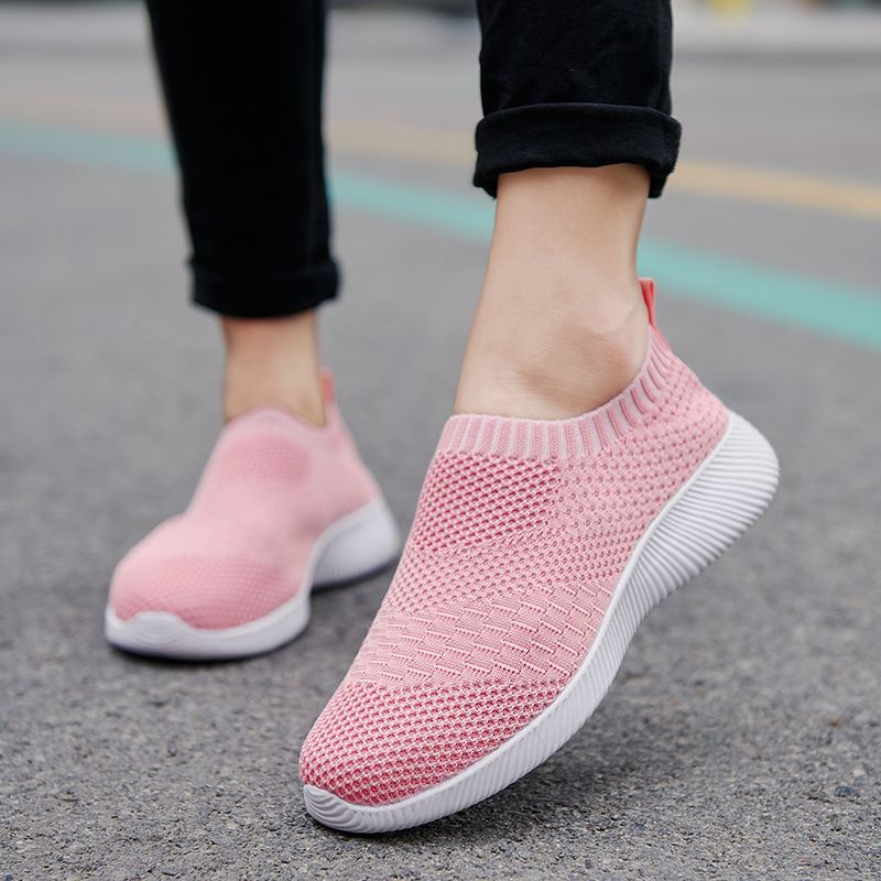 Luna Dames Lichtgewicht Ademend Mesh Slip-on Sneaker - Roze