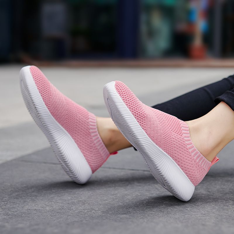 Luna Dames Lichtgewicht Ademend Mesh Slip-on Sneaker - Roze