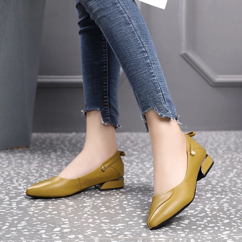 Lupe Dames Lage Hak Dress Pumps - Geel