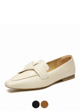 Lupita Dames Leren Loafer Schoenen Met Vierkante Neus