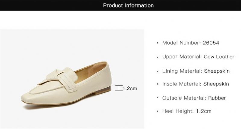 Lupita Dames Leren Loafer Schoenen Met Vierkante Neus - Beige