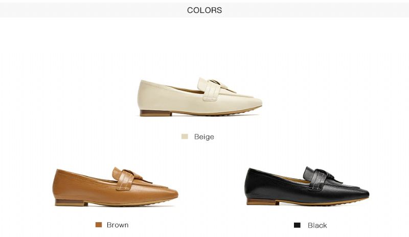 Lupita Dames Leren Loafer Schoenen Met Vierkante Neus - Beige