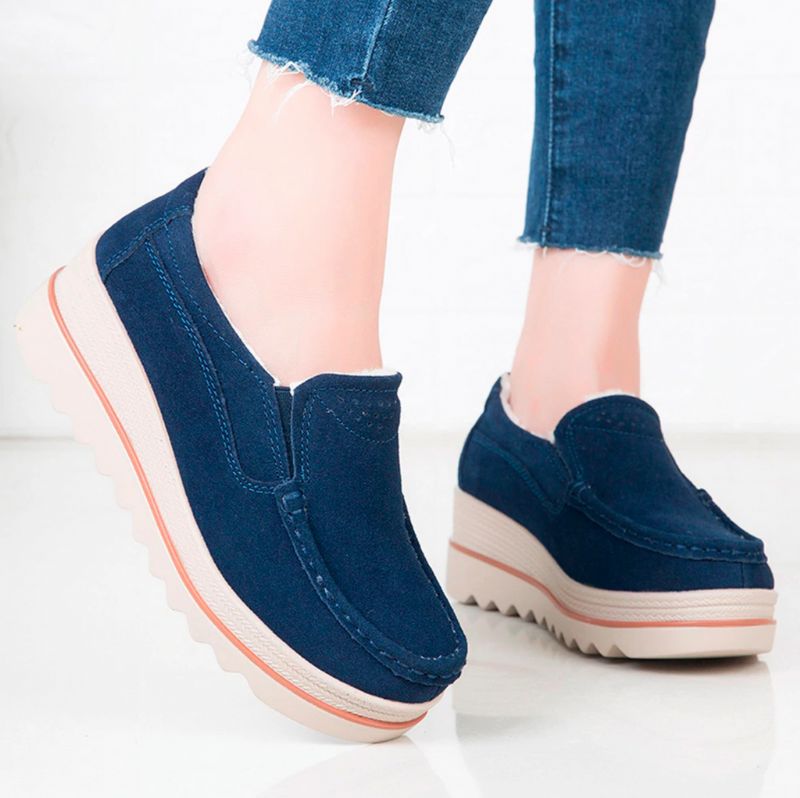 M10 Plush Dames Platform Schoenen - Marineblauw blauw