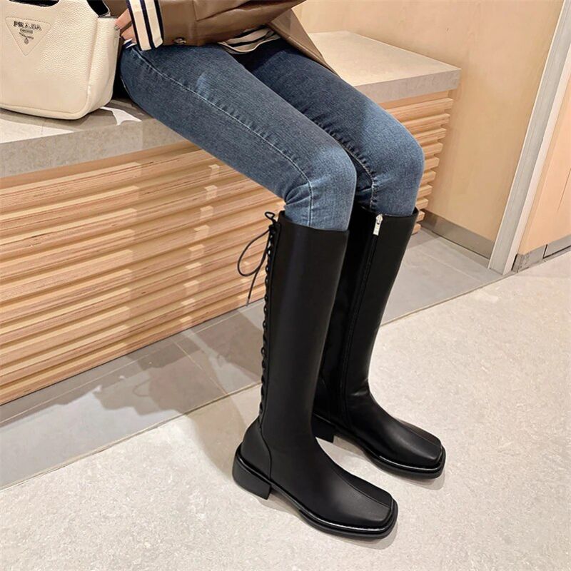 Macarena Dames Long Boots - Beige Kort Pluche