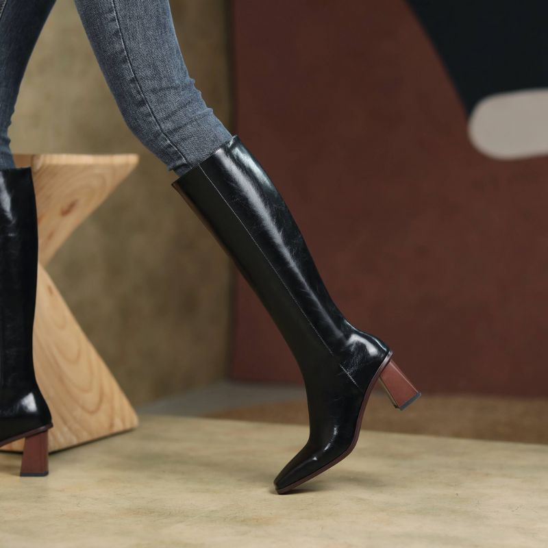 Macry Dames Kniehoge Laarzen - Zwart