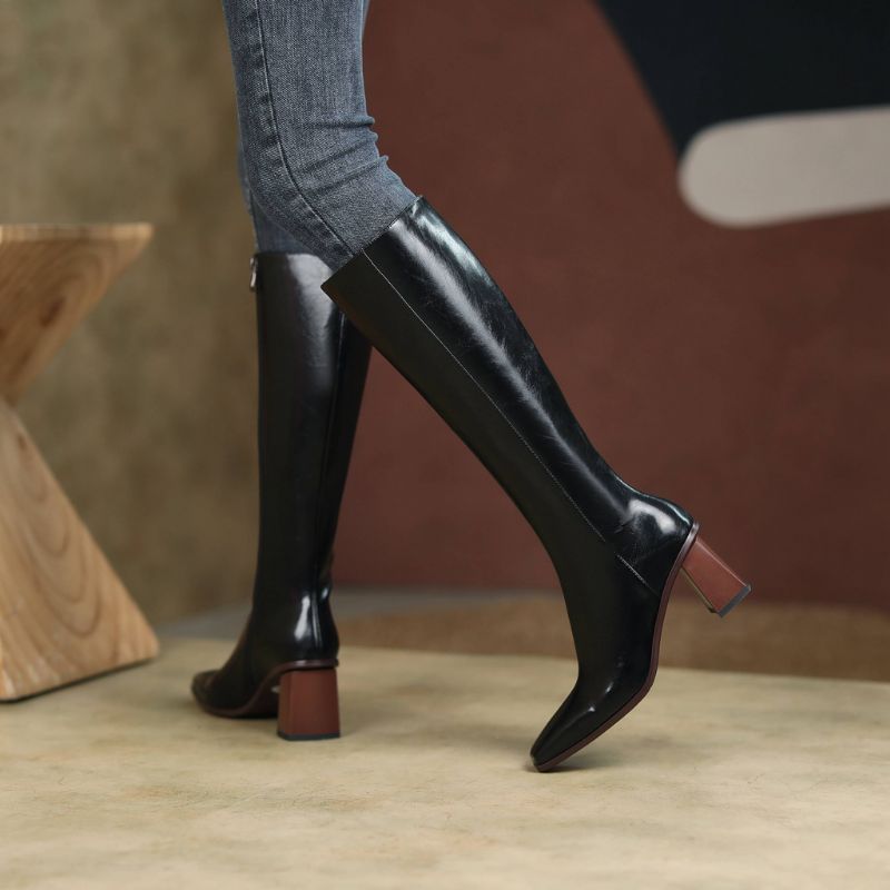 Macry Dames Kniehoge Laarzen - Zwart