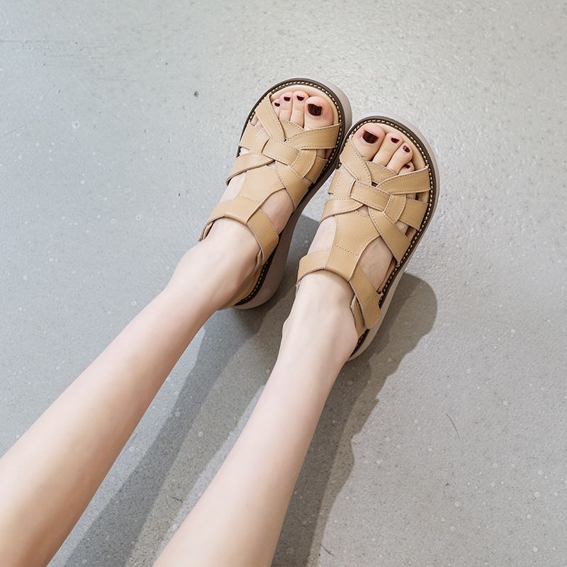 Macry Dames Peep Toe Wedges Sandalen - Zwart