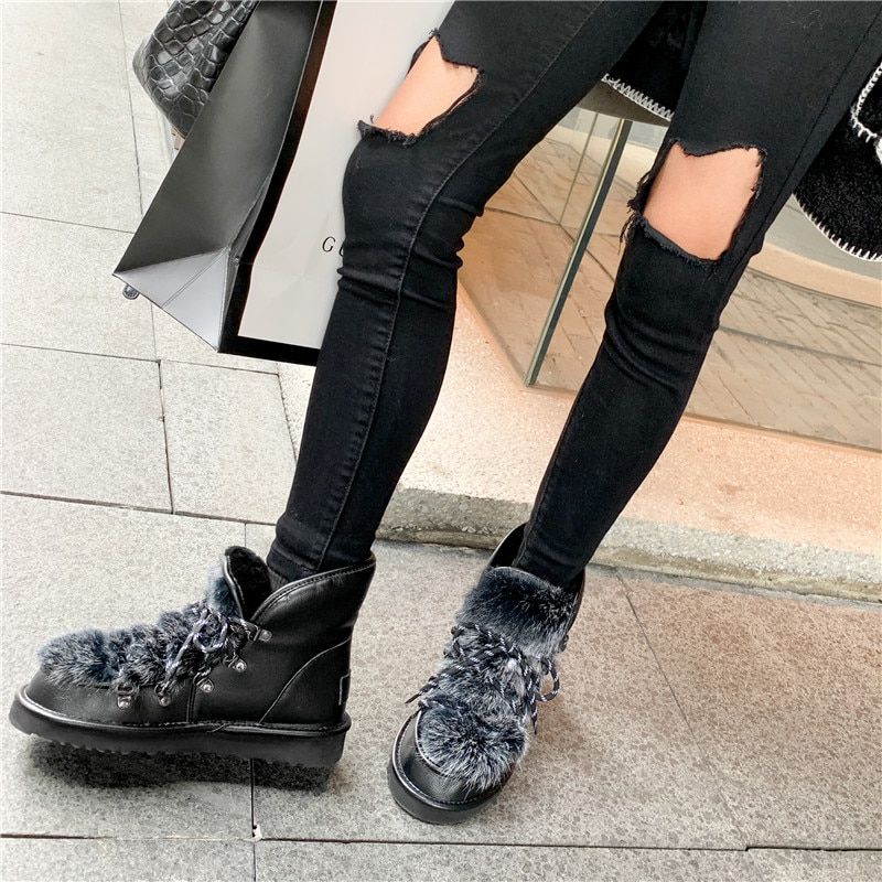 Madi Dames Warme Winter Laarzen - Zwart