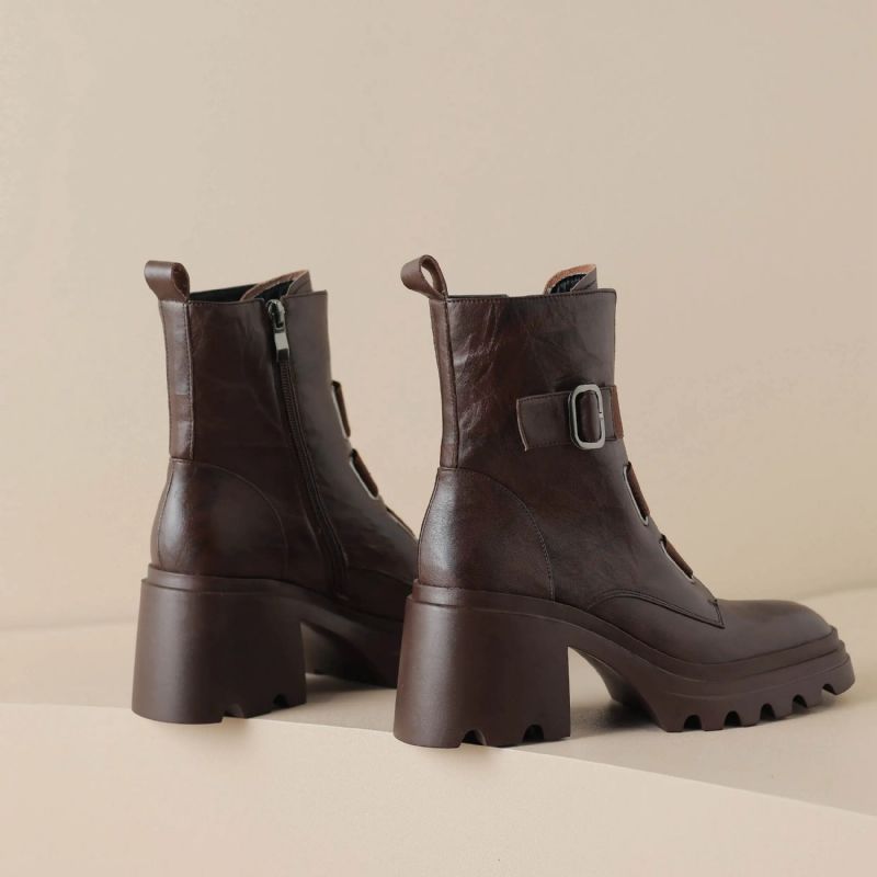 Mae Dames Square Toe Boots - Bruin