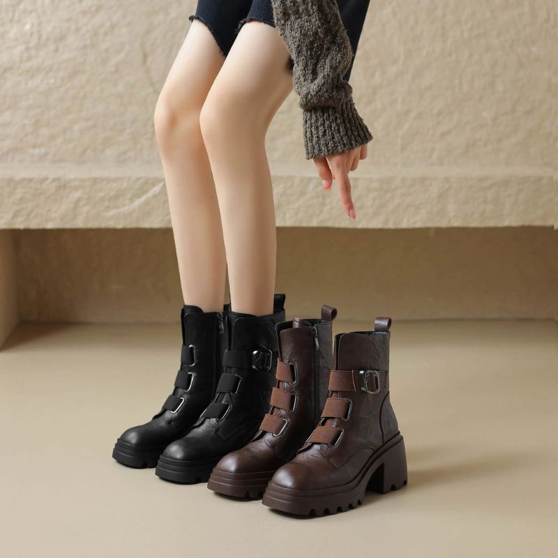 Mae Dames Square Toe Boots - Bruin