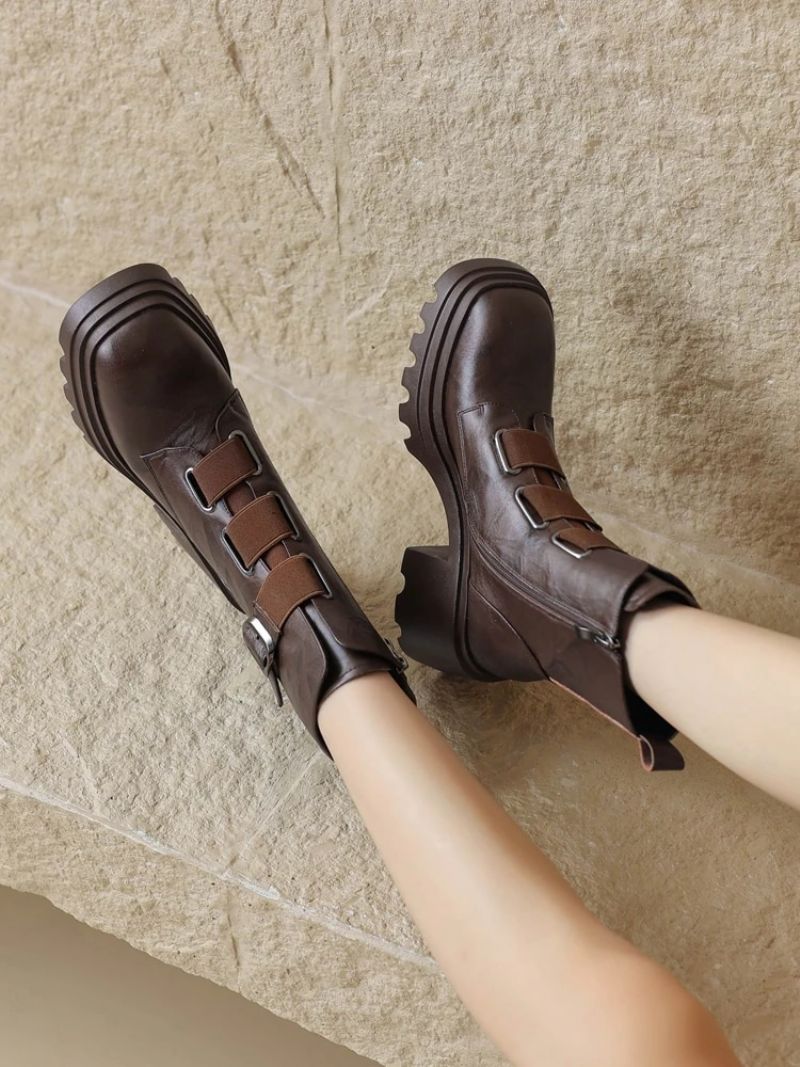 Mae Dames Square Toe Boots - Bruin