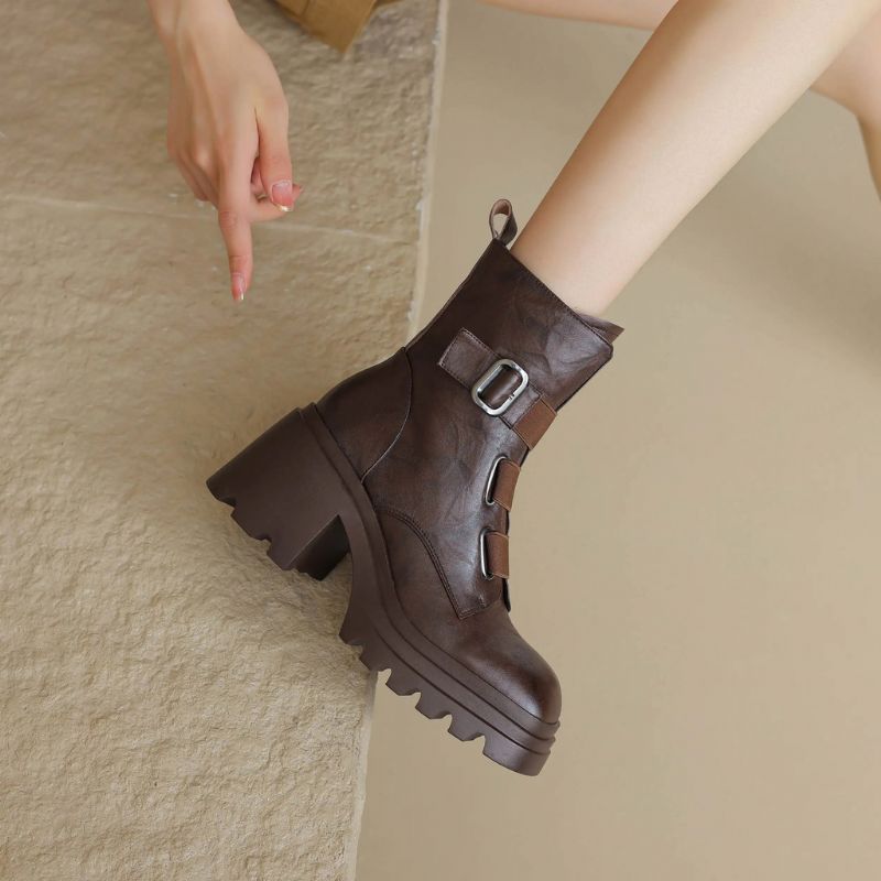 Mae Dames Square Toe Boots - Bruin