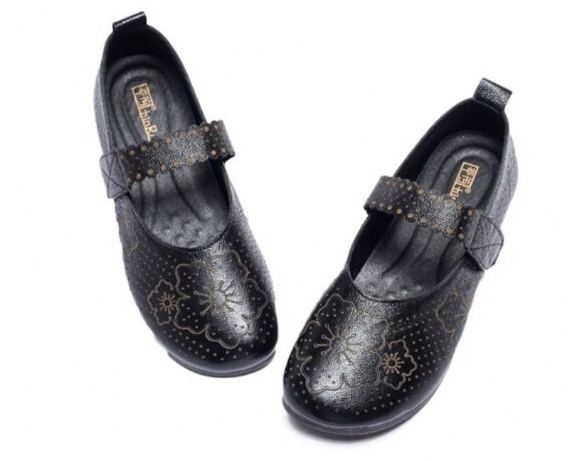 Mae Dames Zachte Zool Platte Schoenen - Zwart